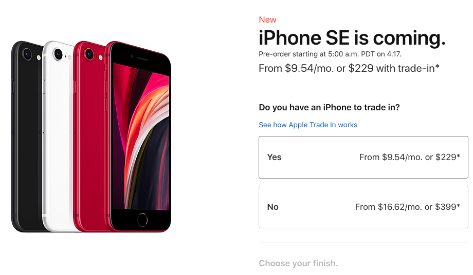 Chương trình đặt trước iPhone SE 2020 giá rẻ