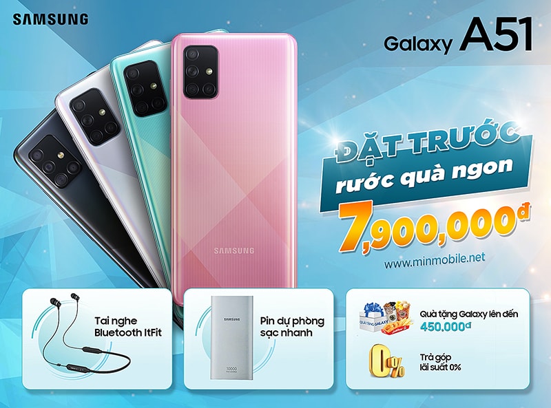 Mua Samsung Galaxy A51 giá 7.900.000đ nhận combo quà tặng 1500K