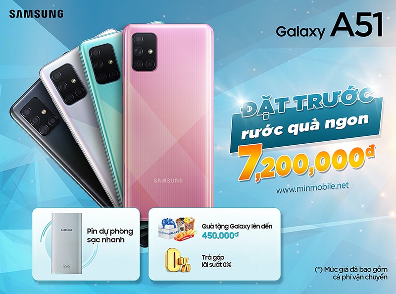 Mua Samsung Galaxy A51 giá 7.200.000đ nhận sạc dự phòng siêu tốc