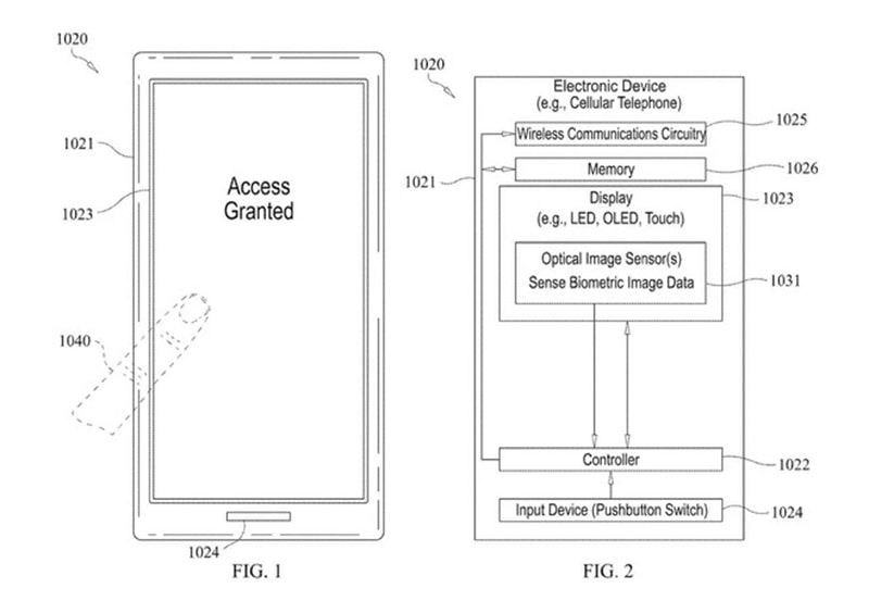 Bằng sáng chế cảm biến vân tay trong màn hình Touch ID của iPhone 2021