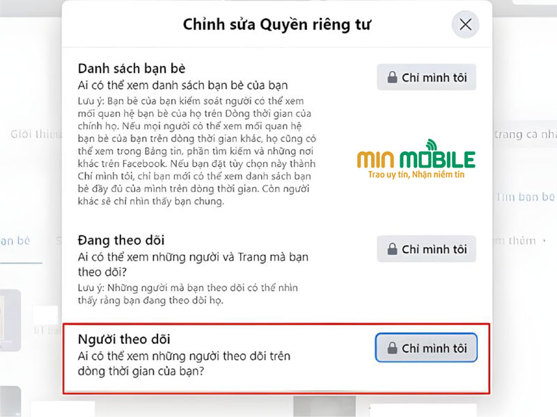 Cài đặt ẩn người theo dõi trên Facebook ở máy tính