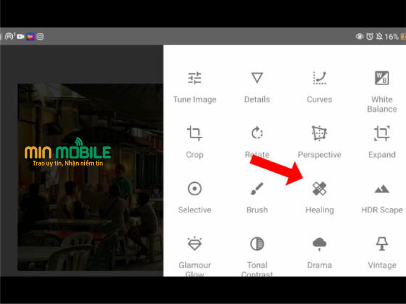 Công cụ Healing trong Snapseed