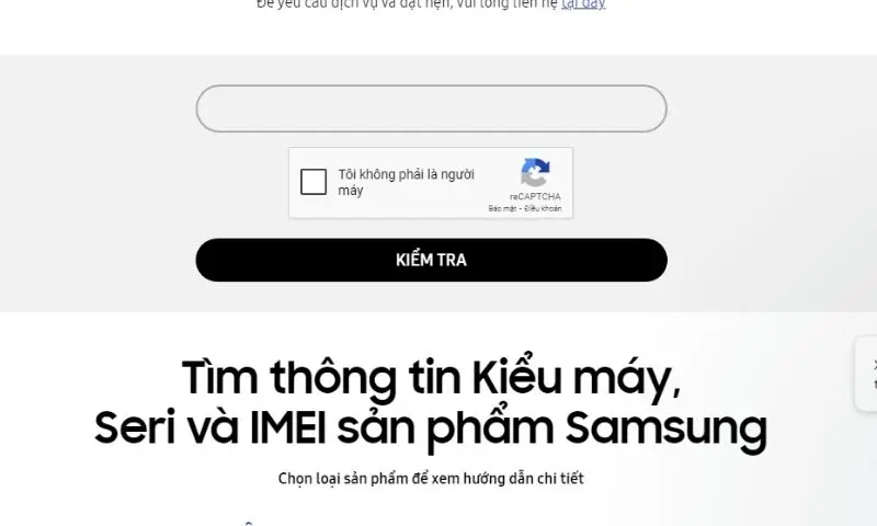 Kiểm tra bảo hành Samsung qua trình duyệt web