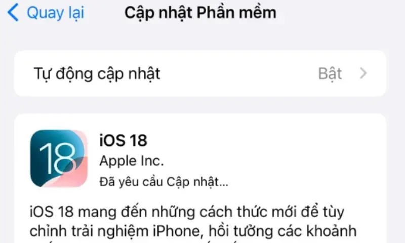 Hướng dẫn cập nhật iOS 18